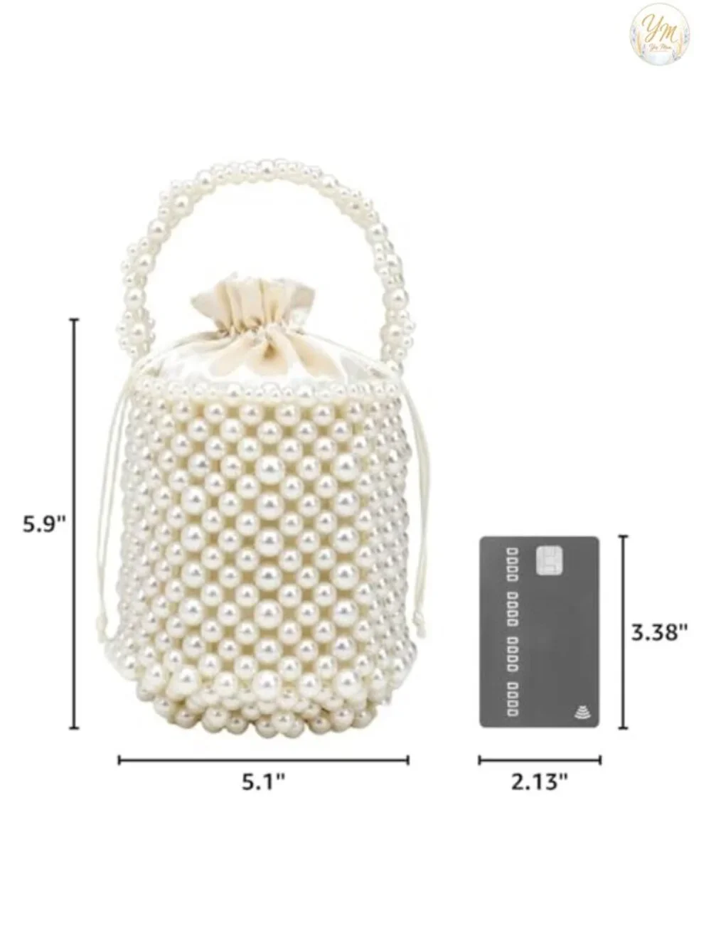 Elegant Pearl Beaded Bucket Bag with Top Handle for Women Wedding